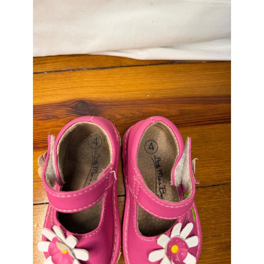 Little Mae's Boutique Pink Leather Daisy Mary‎ Jane Shoes Toddler Size 4